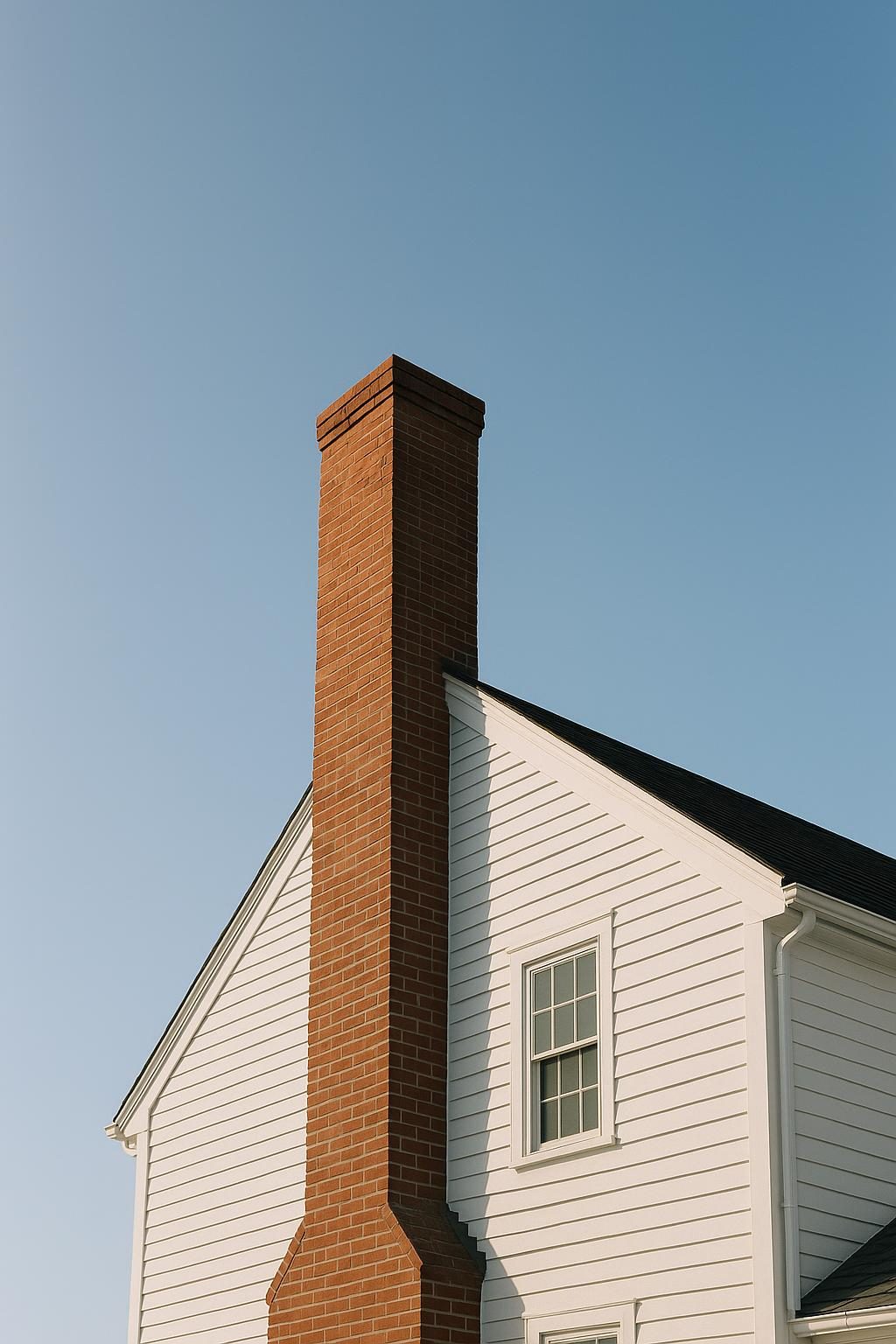 Brick chimney on a colonial house (illustration)